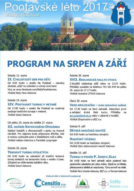 Pootavské léta Katovice - program na srpen a září