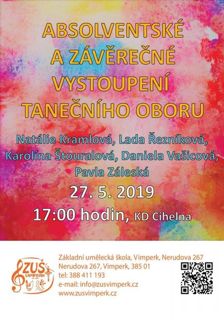 ABSOLVENTSKÉ A ZÁVĚREČNÉ VYSTOUPENÍ TANEČNÍHO OBORU ZUŠ VIMPERK