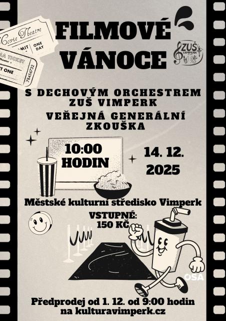 Filmové Vánoce s Dechovým orchestrem ZUŠ Vimperk - veřejná generální zkouška