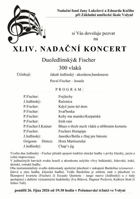 NADAČNÍ KONCERT ZUŠ VOLYNĚ