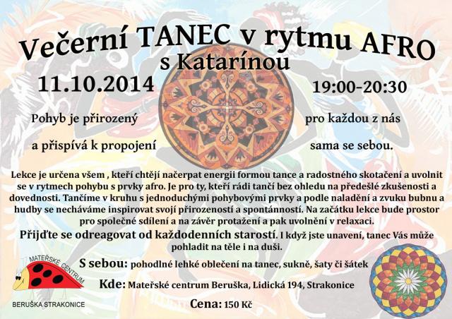 Večerní TANEC v rytmu AFRO s Katarínou - ZRUŠENO!!!