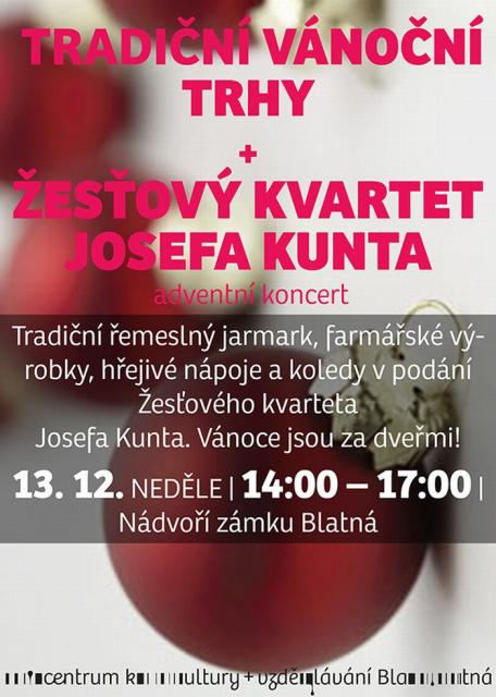 Tradiční vánoční trhy a koncertem žesťového kvarteta Josefa Kunta