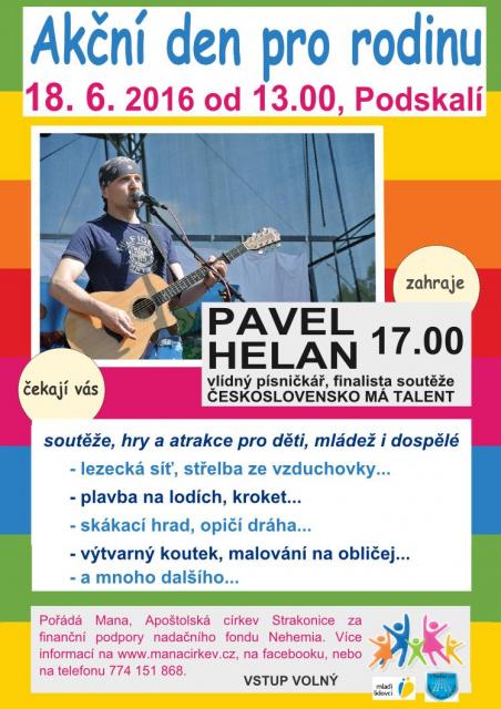 Akční den pro rodinu s koncertem Pavla Helana