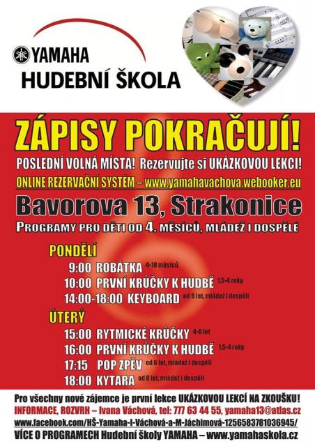 Hudební škola Yamaha - zápisy do kurzů